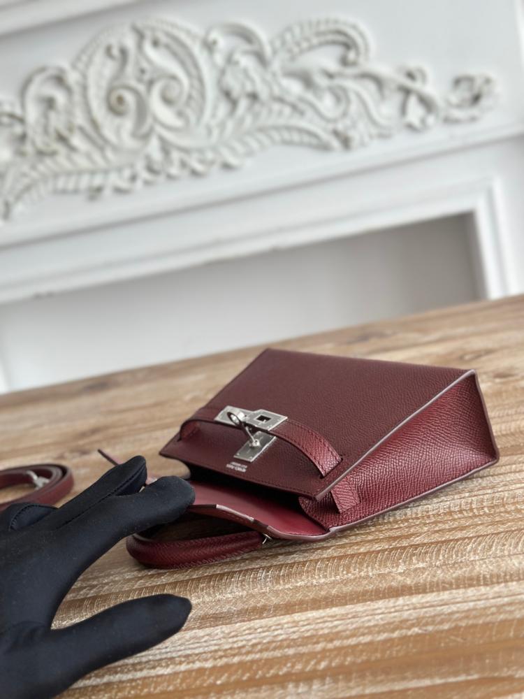 Hermes Mini Kelly II Bag 19cm - Burgundy / Silver Hardware