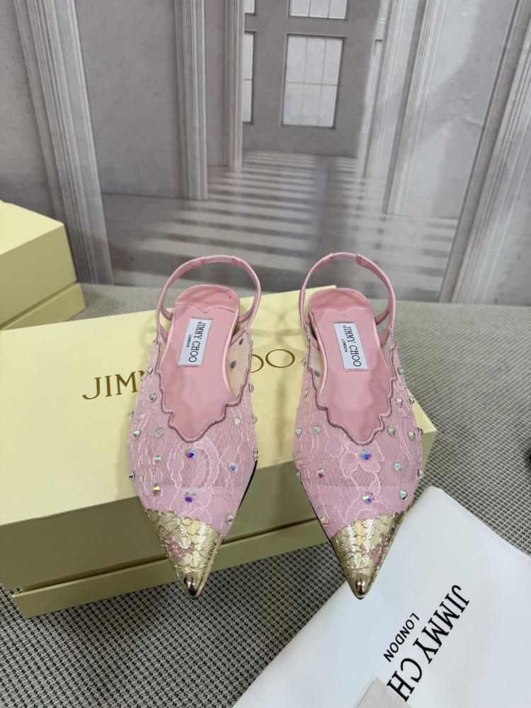 Jimmy Choo Embellished Pointed-Toe Flats 35-41