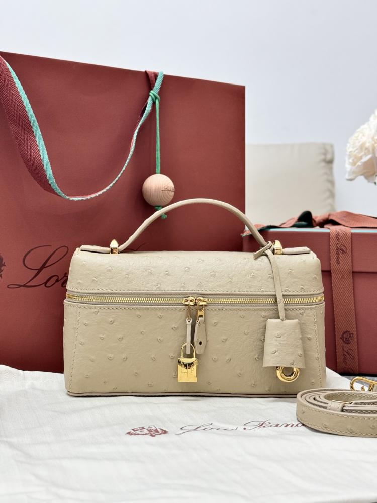 Loro Piana Smooth Leather Elongated Top Handle Bag