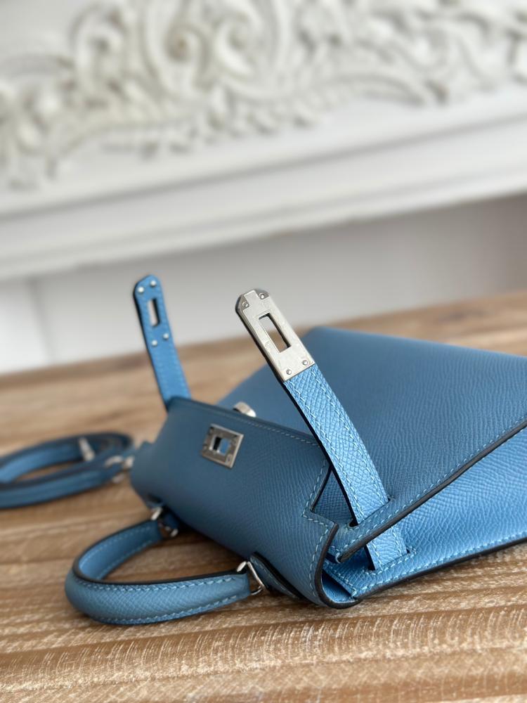 Hermes Mini Kelly II Bag 19cm - Light Blue / Silver Hardware
