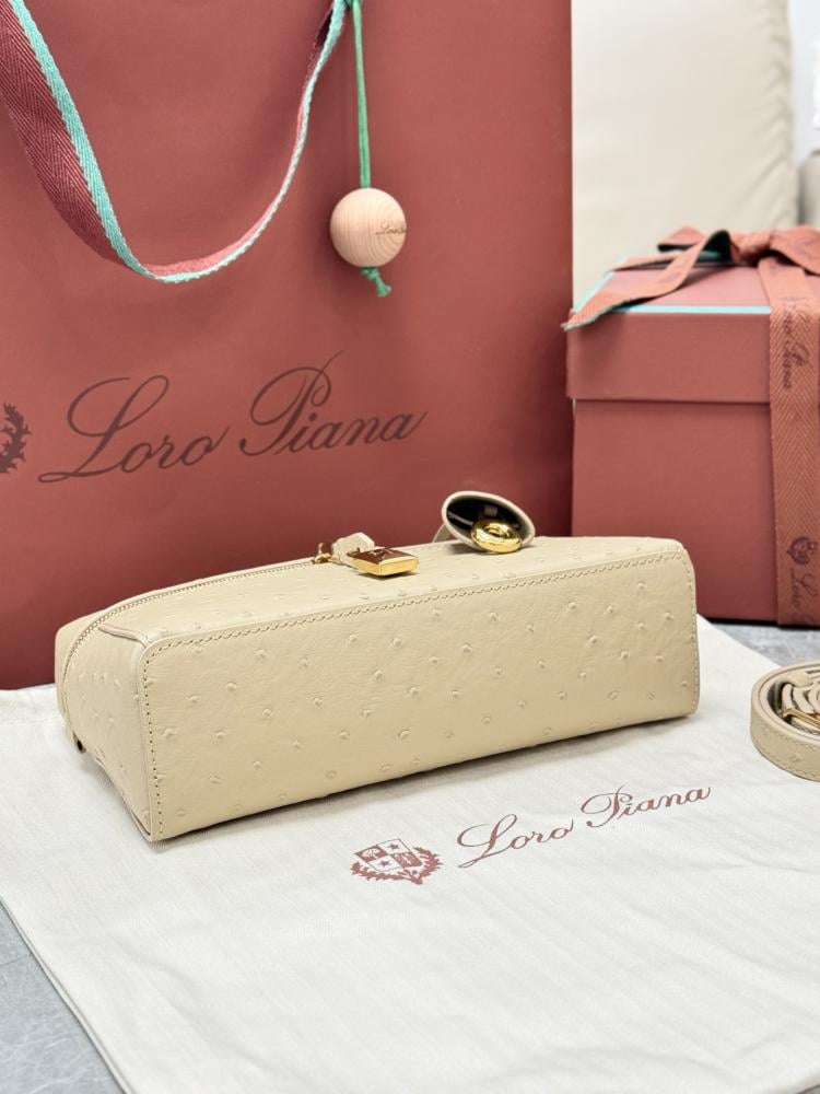 Loro Piana Smooth Leather Elongated Top Handle Bag