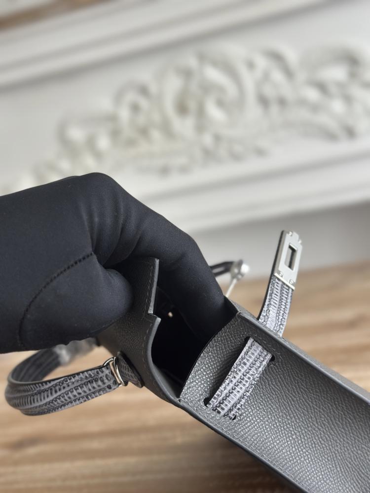 Hermes Mini Kelly II Touch Bag 19cm - Black & Grey / Silver Hardware