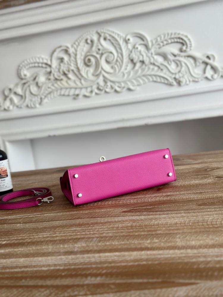 Hermes Mini Kelly II Bag 19cm - Hot Pink / Silver Hardware
