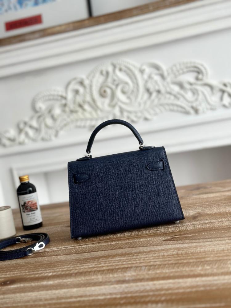 Hermes Mini Kelly II Bag 19cm - Navy / Silver Hardware