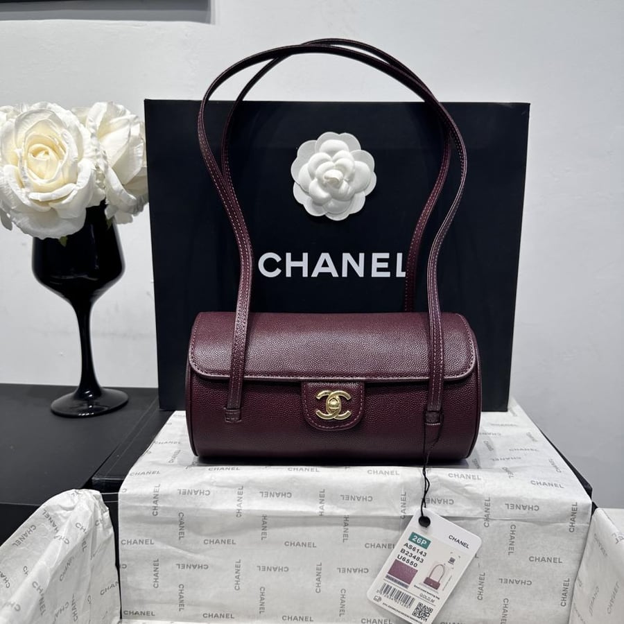 Chanel Grained Leather Cylindrical Bag