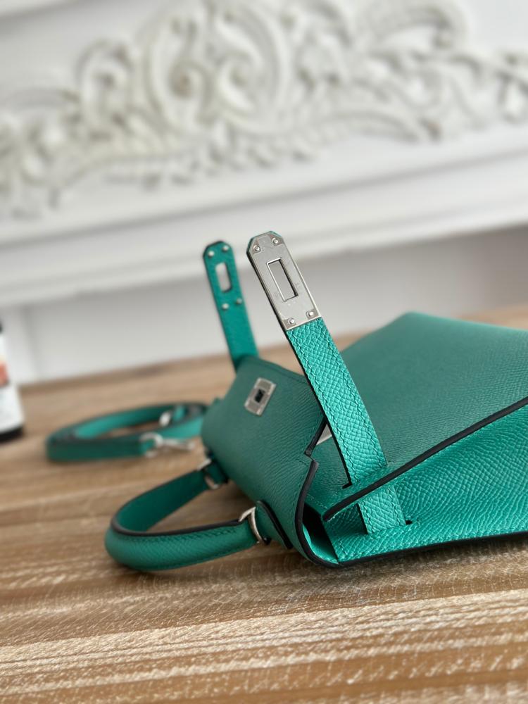 Hermes Mini Kelly II Bag 19cm - Teal / Silver Hardware