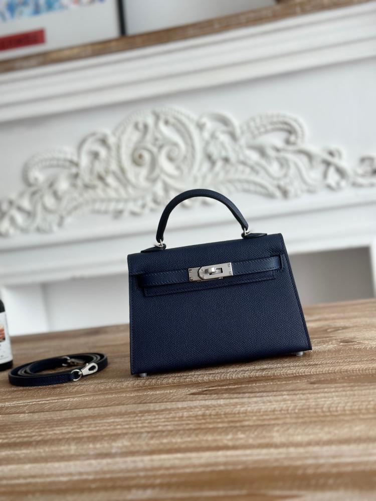 Hermes Mini Kelly II Bag 19cm - Navy / Silver Hardware