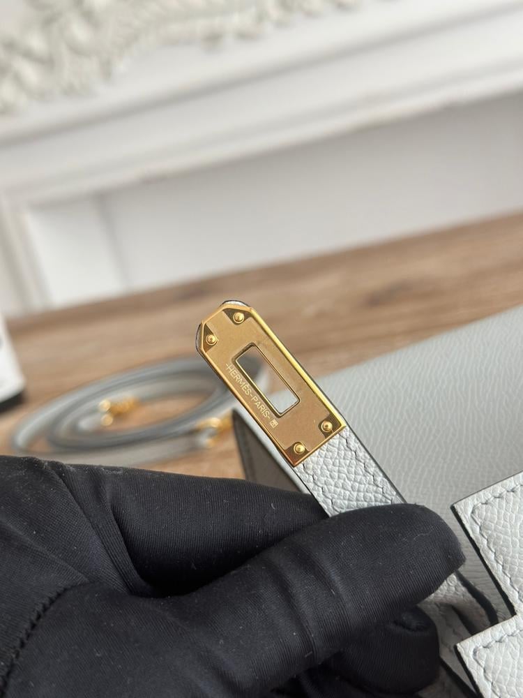 Hermes Mini Kelly II Bag 19cm - Light Grey / Gold Hardware