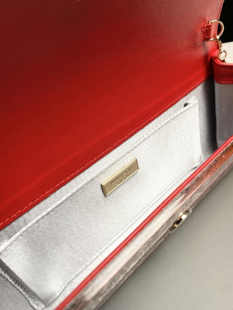 Jimmy Choo Structured Glitter Ribbed Clutch