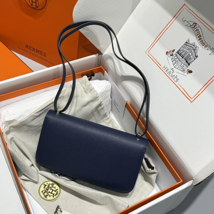 Hermes Constance Elan Bag 24cm - Navy / Gold Hardware