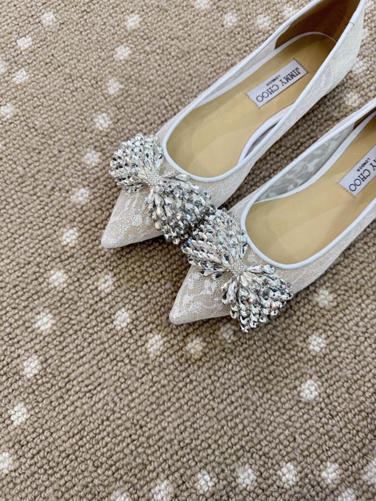 Jimmy Choo Embellished Pointed-Toe Flats 35-41