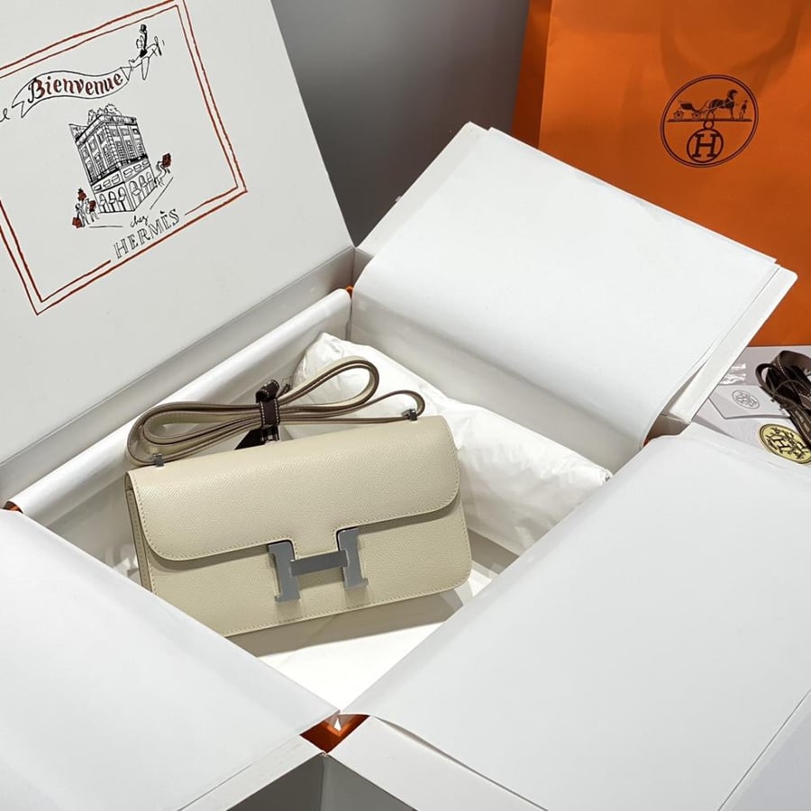 Hermes Constance Elan Bag 24cm - Ecru / Silver Hardware