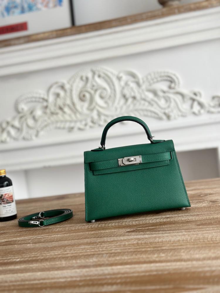 Hermes Mini Kelly II Bag 19cm - Emerald Green / Silver Hardware