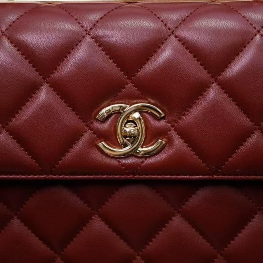 Chanel Quilted Top Handle Flap Bag with Metal Plate