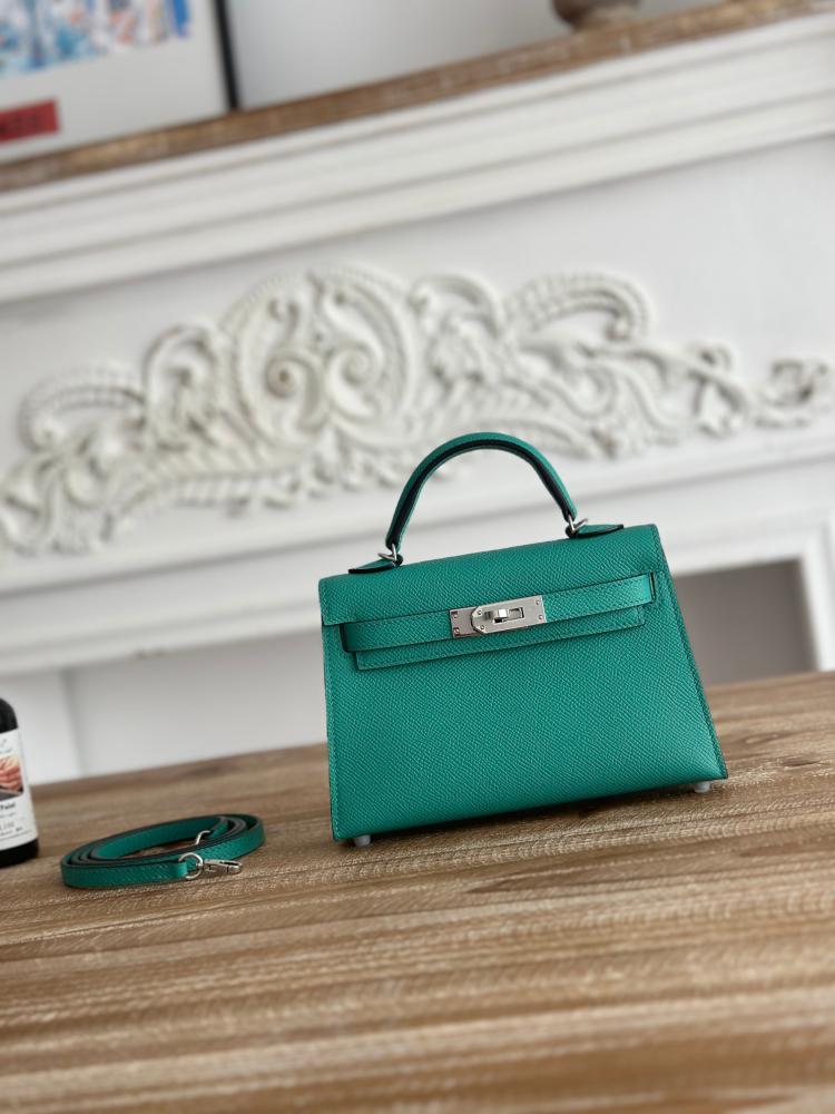 Hermes Mini Kelly II Bag 19cm - Teal / Silver Hardware