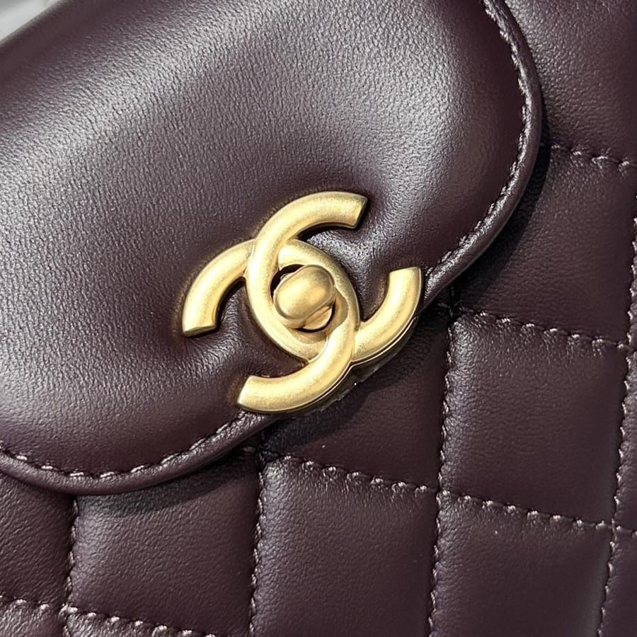 Chanel Mini Kelly Top Handle Quilted Patent Leather Bag