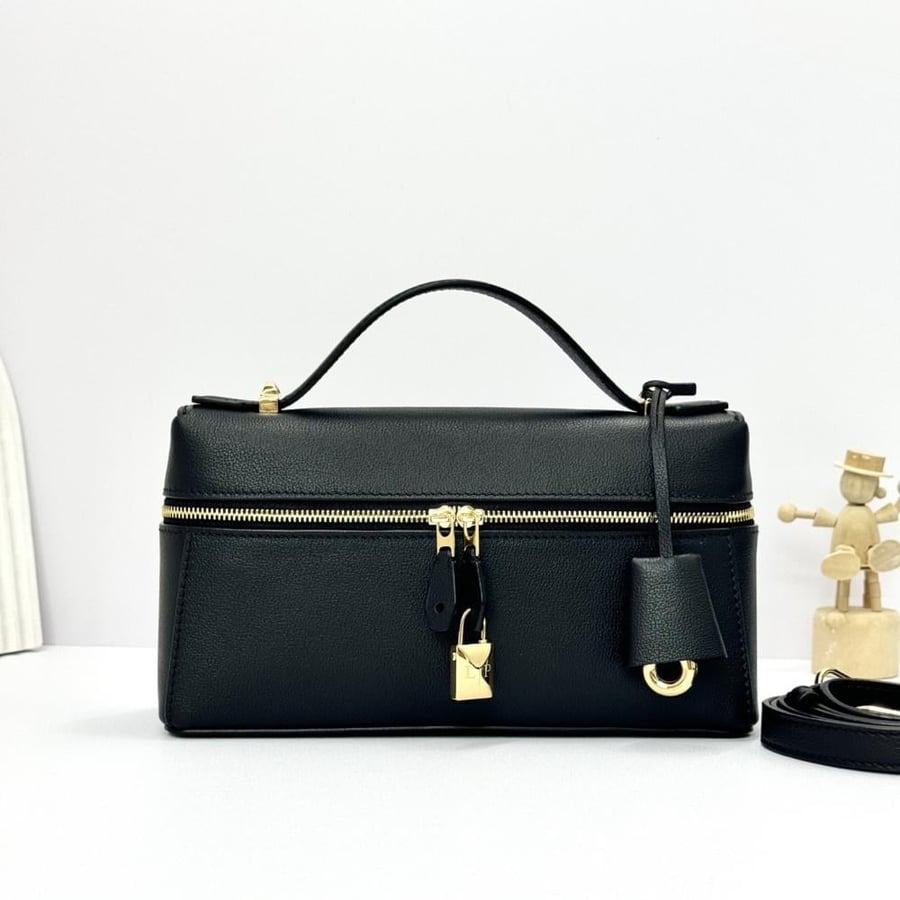 Loro Piana Smooth Leather Elongated Top Handle Bag