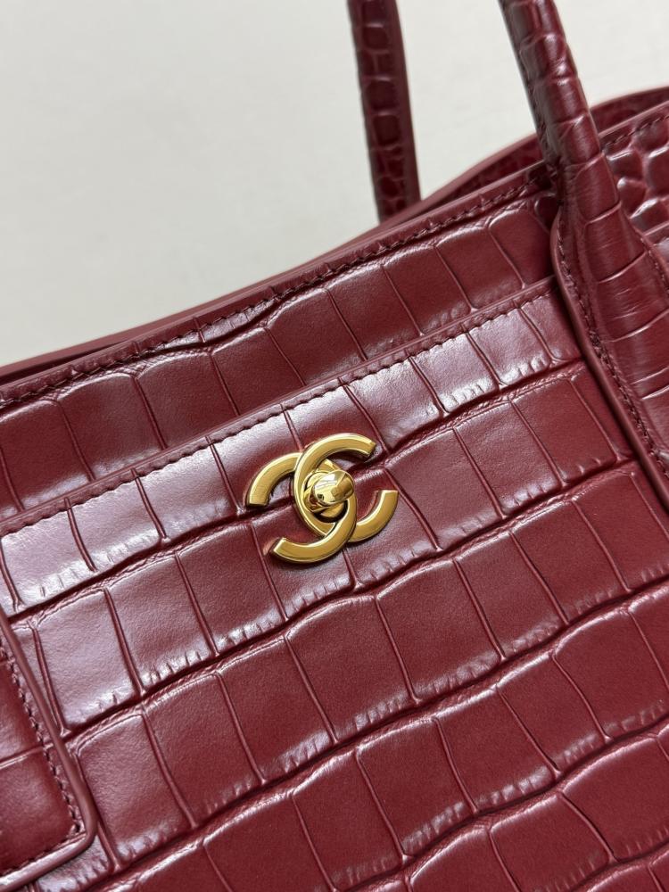 Chanel Croc-Embossed Leather Tote Bag