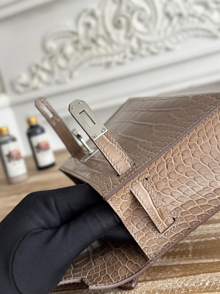 Hermes Kelly Mini Pochette 22cm - Etoupe / Silver Hardware