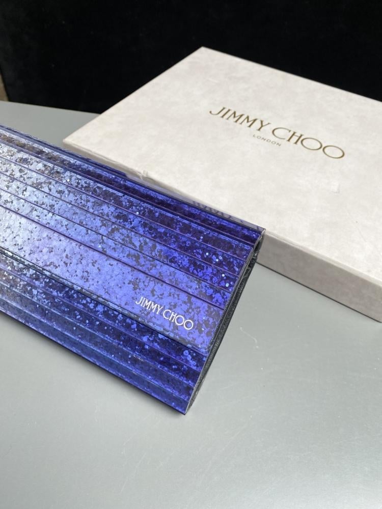 Jimmy Choo Structured Glitter Ribbed Clutch