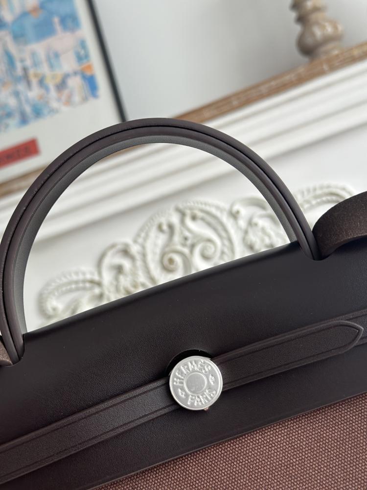 Hermes Herbag Zip Bag 31cm - Chocolate Brown & Black