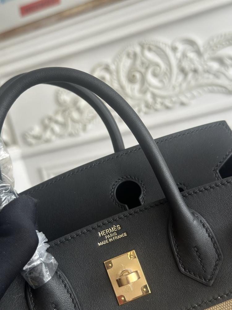 Hermes Birkin Bag 25/30cm - Khaki Canvas & Black
