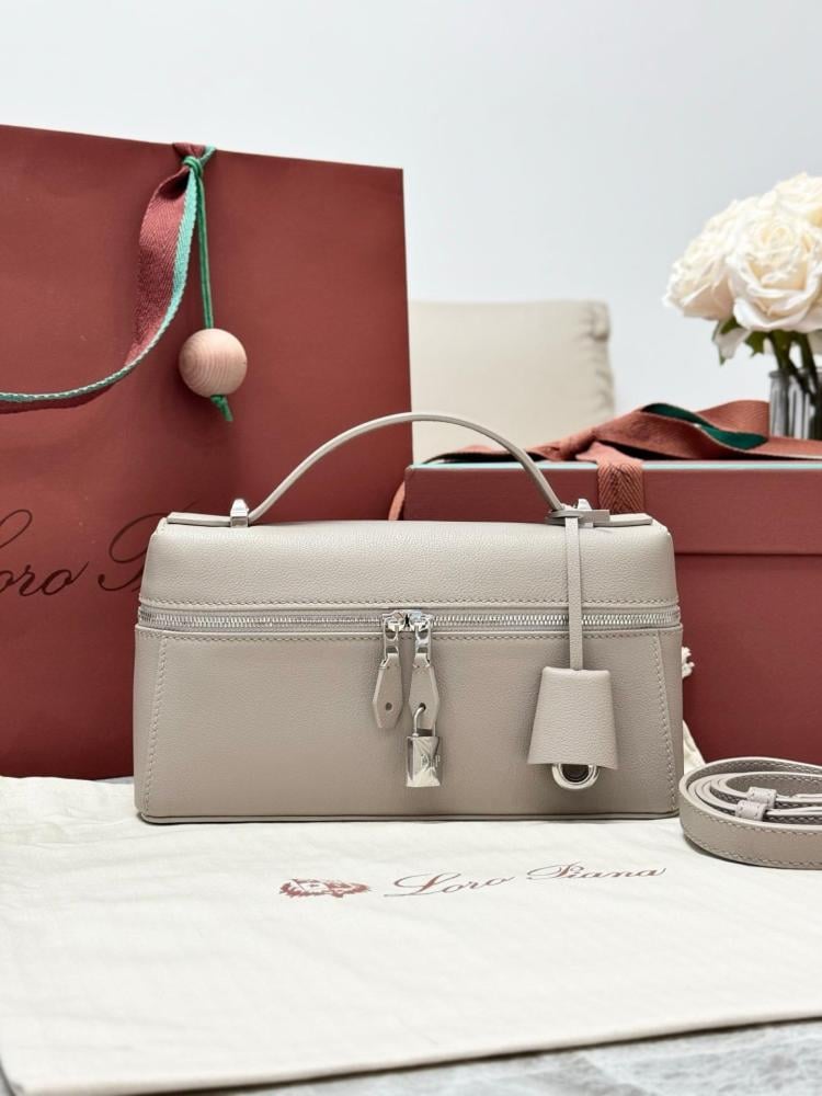 Loro Piana Smooth Leather Elongated Top Handle Bag