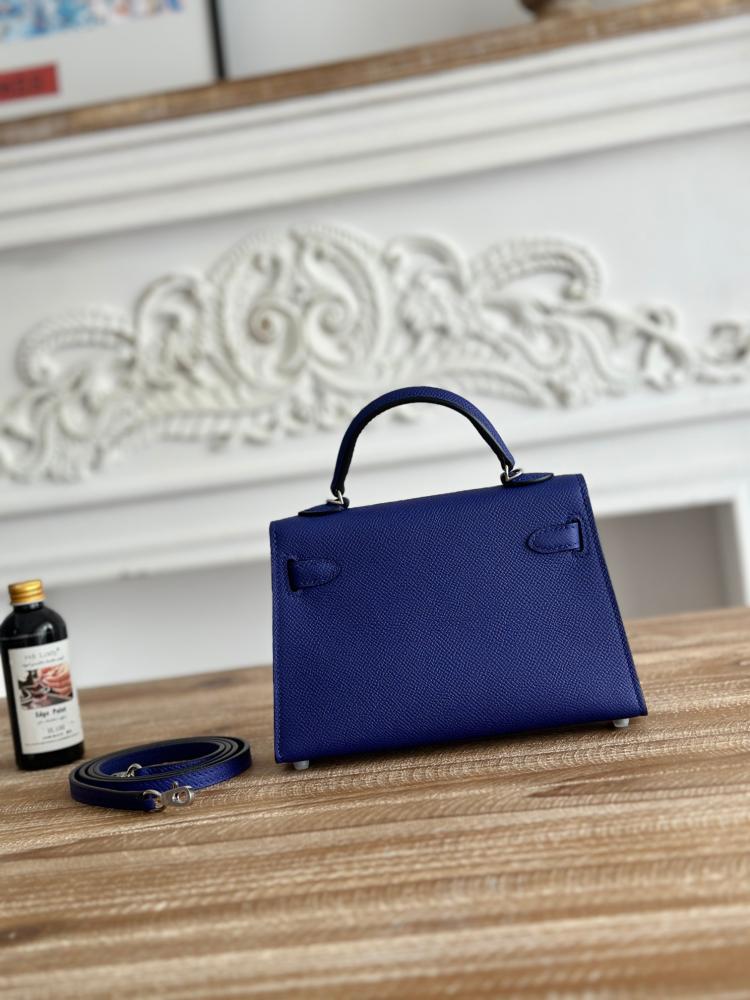 Hermes Mini Kelly II Bag 19cm - Royal Blue / Silver Hardware