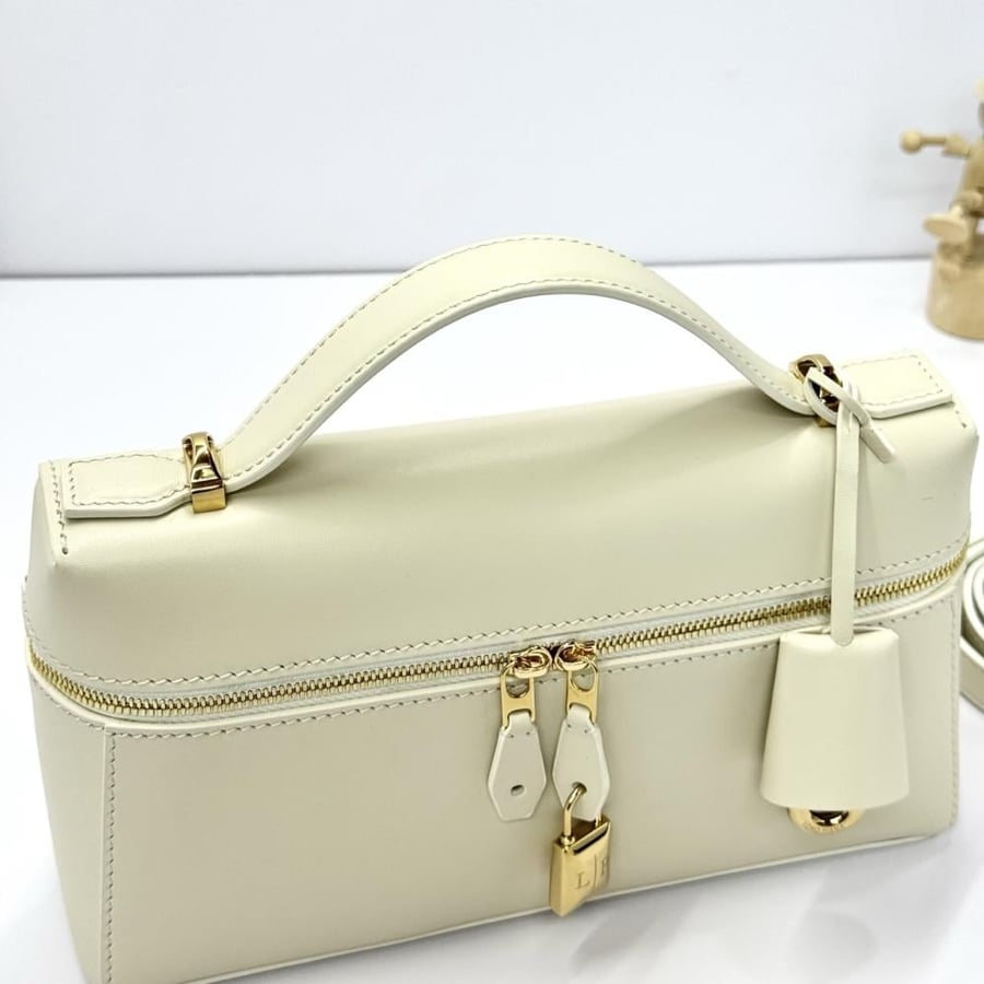 Loro Piana Smooth Leather Elongated Top Handle Bag