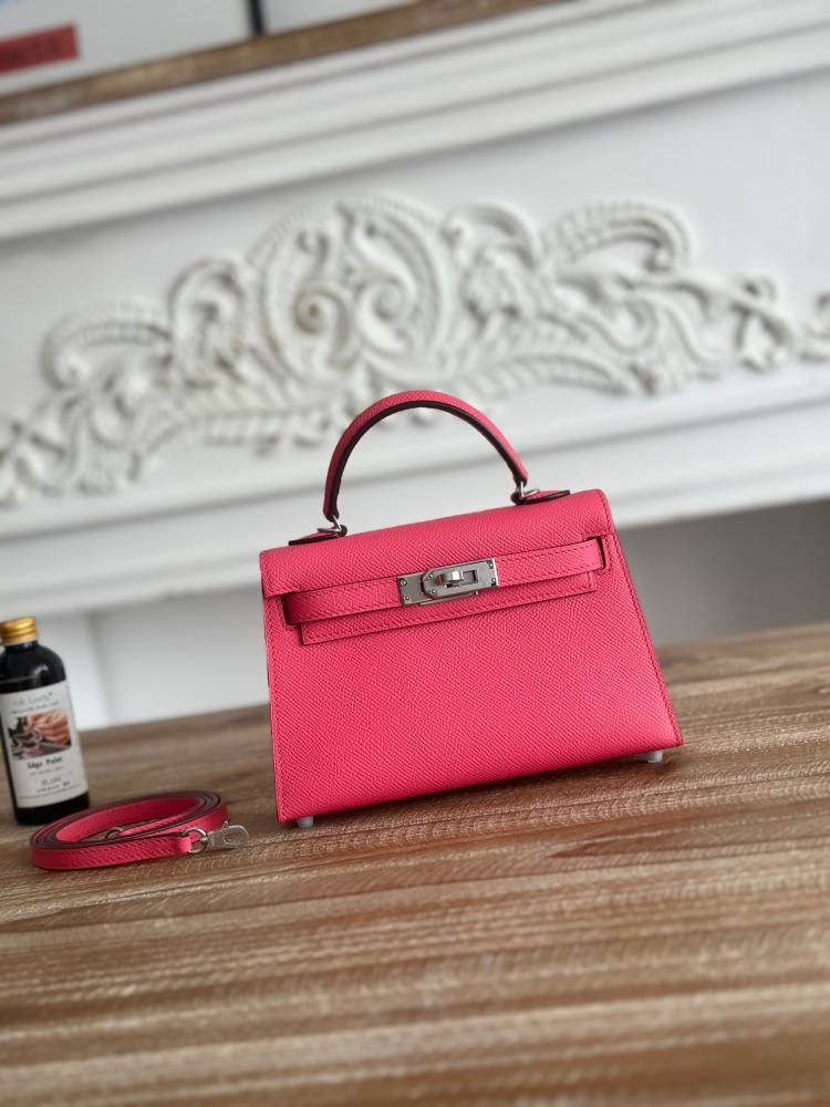 Hermes Mini Kelly II Bag 19cm - Raspberry Pink / Silver Hardware