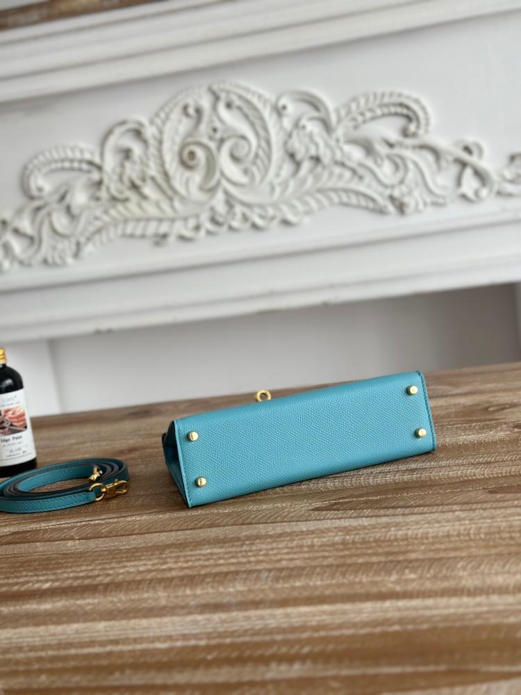Hermes Mini Kelly II Bag 19cm - Lagoon Blue / Gold Hardware