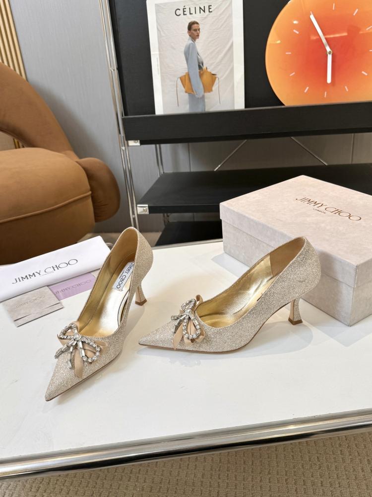 Jimmy Choo Crystal Bow Glossy Kitten Heels 35-41