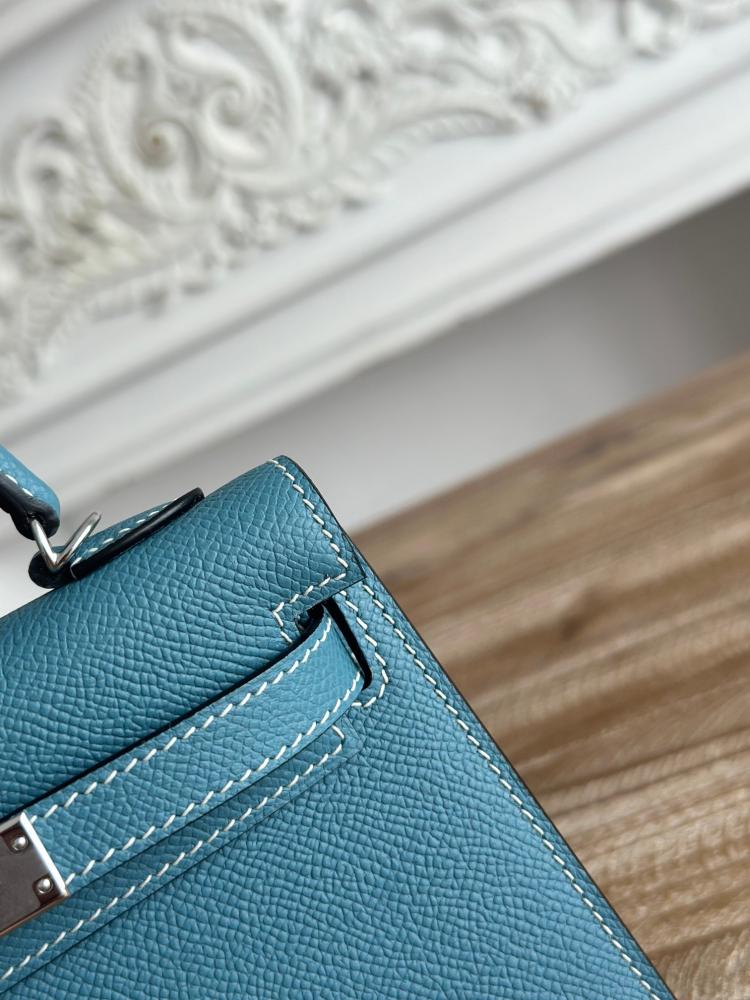 Hermes Mini Kelly II Bag 19cm - Blue Jean / Silver Hardware
