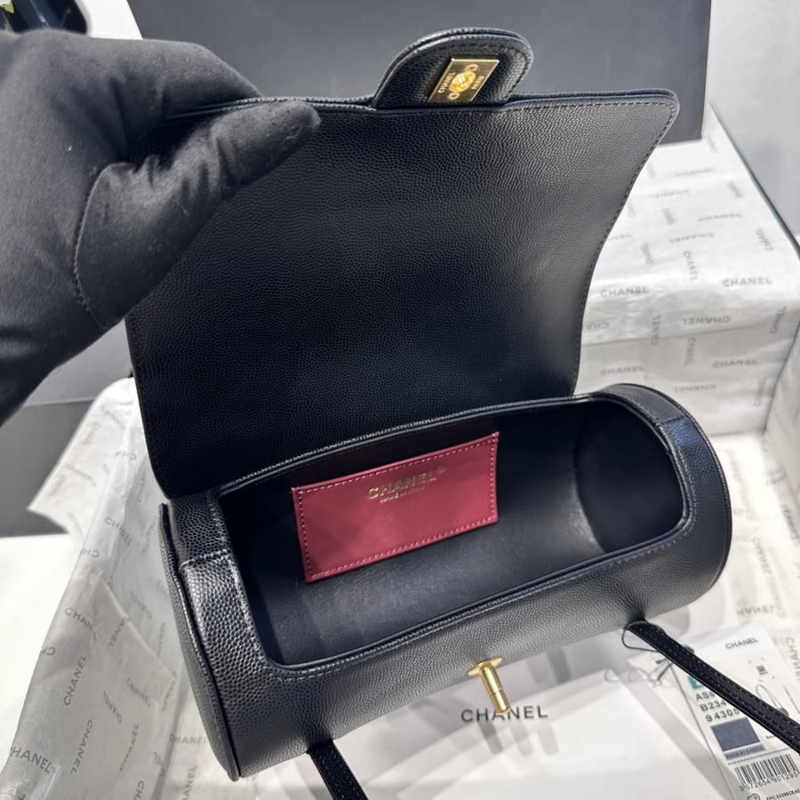 Chanel Grained Leather Cylindrical Bag