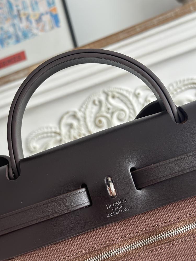 Hermes Herbag Zip Bag 31cm - Chocolate Brown & Black