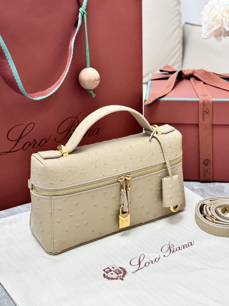 Loro Piana Smooth Leather Elongated Top Handle Bag