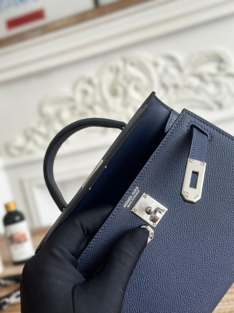 Hermes Mini Kelly II Bag 19cm - Navy / Silver Hardware