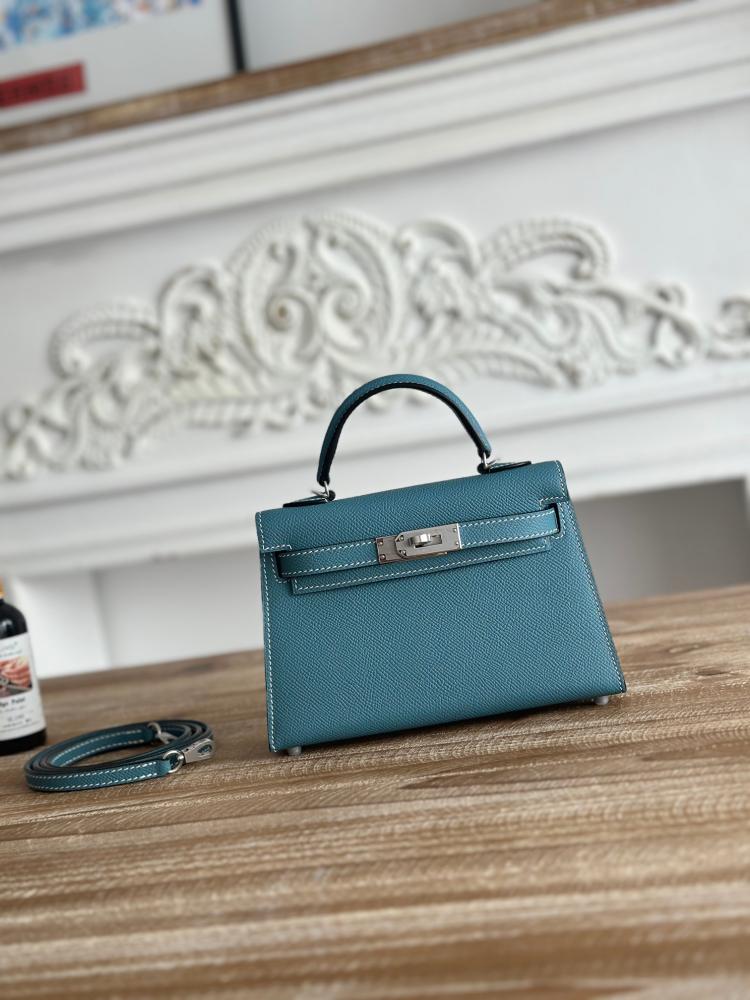 Hermes Mini Kelly II Bag 19cm - Blue Jean / Silver Hardware