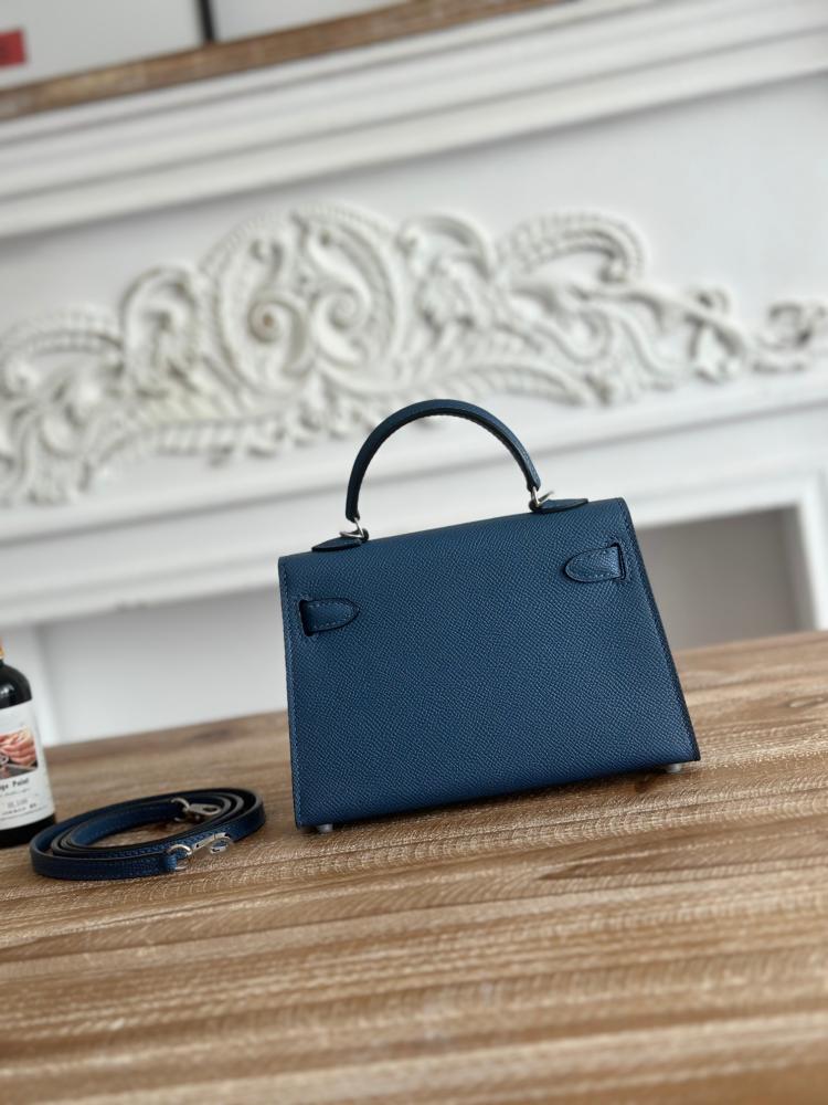 Hermes Mini Kelly II Bag 19cm - Deep Blue / Silver Hardware