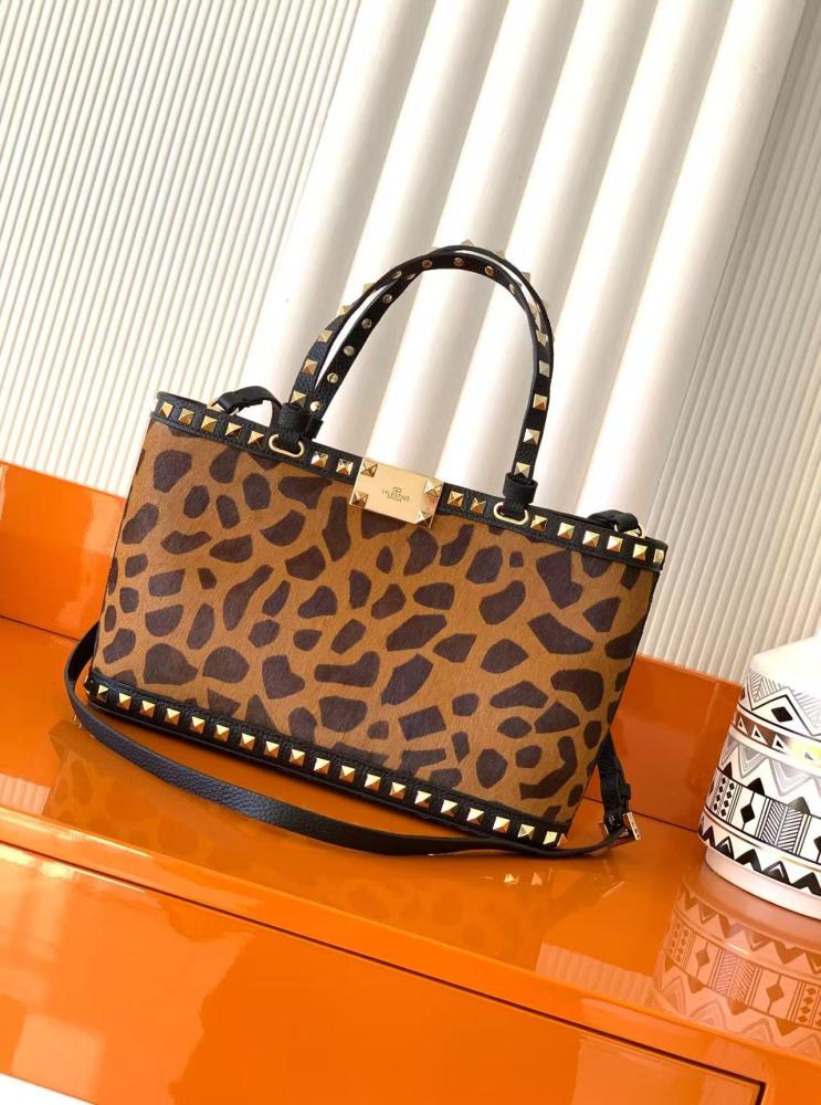 Valentino Garavani Rockstud Leopard Print Calfskin Bag