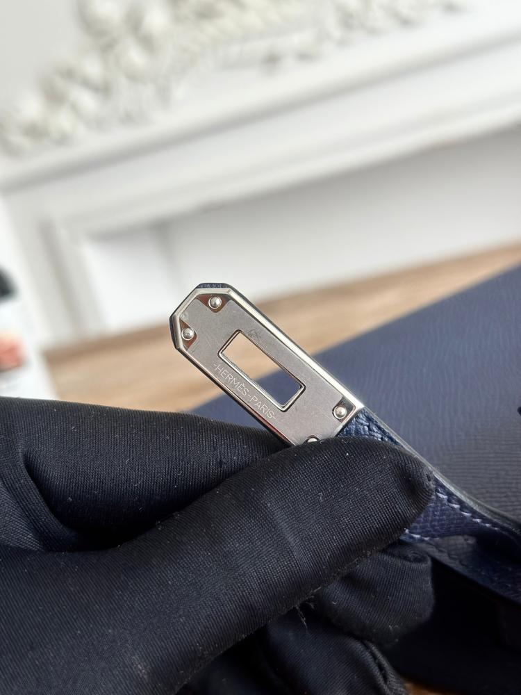 Hermes Mini Kelly II Bag 19cm - Navy / Silver Hardware