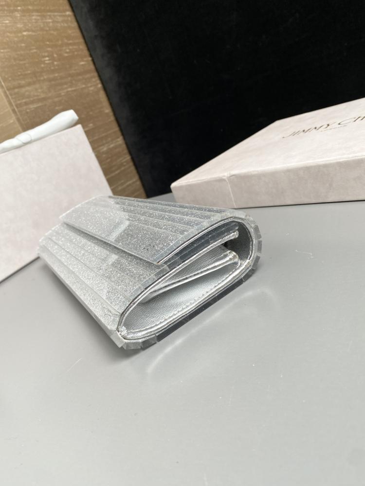 Jimmy Choo Structured Glitter Ribbed Clutch