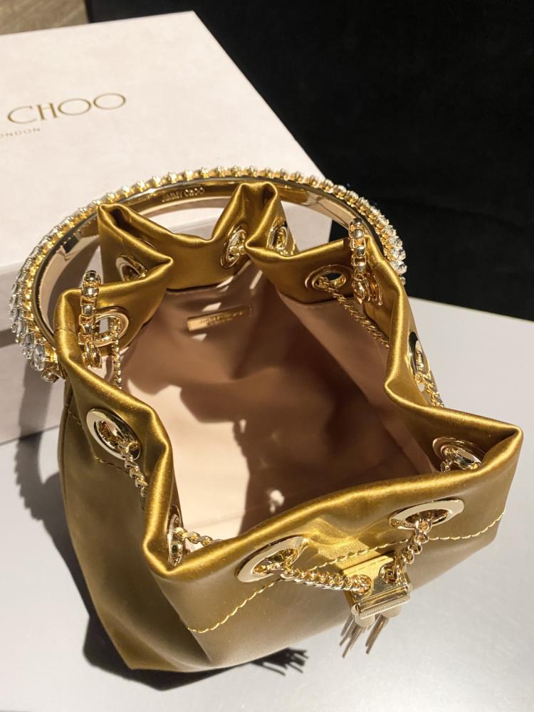 Jimmy Choo Bon Bon Satin & Crystal Embellished Bucket Bag Collection