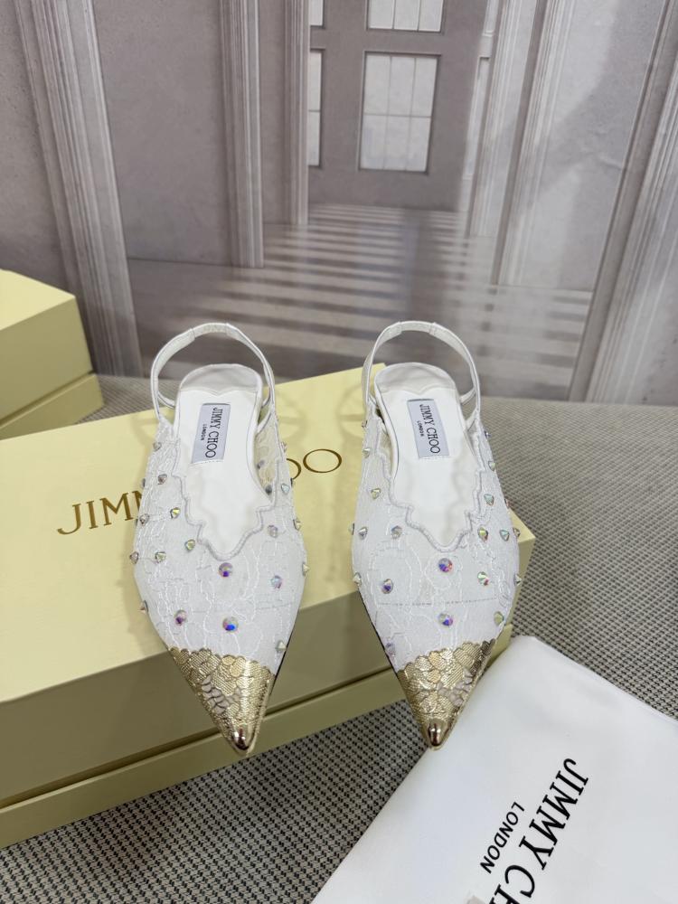 Jimmy Choo Embellished Pointed-Toe Flats 35-41