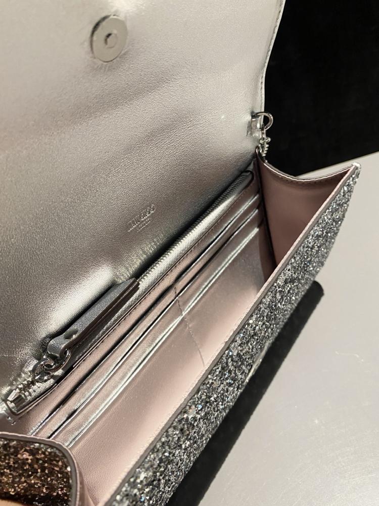 Jimmy Choo Glitter Clutch Wallet on Chain