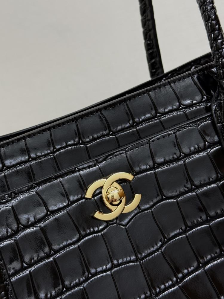 Chanel Croc-Embossed Leather Tote Bag
