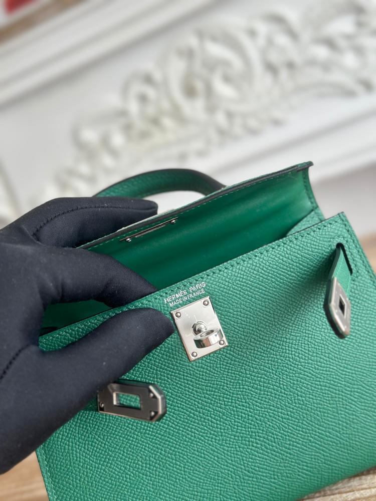 Hermes Mini Kelly II Bag 19cm - Emerald Green / Silver Hardware