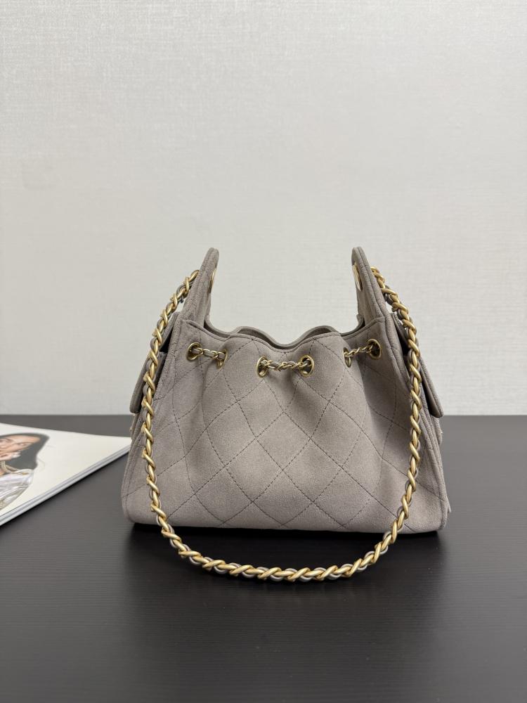 Chanel Quilted Drawstring Tote Bag