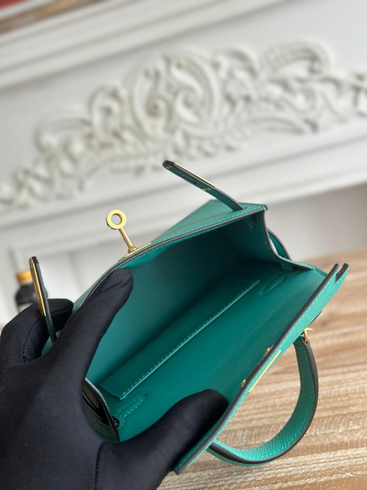 Hermes Mini Kelly II Bag 19cm - Teal / Gold Hardware