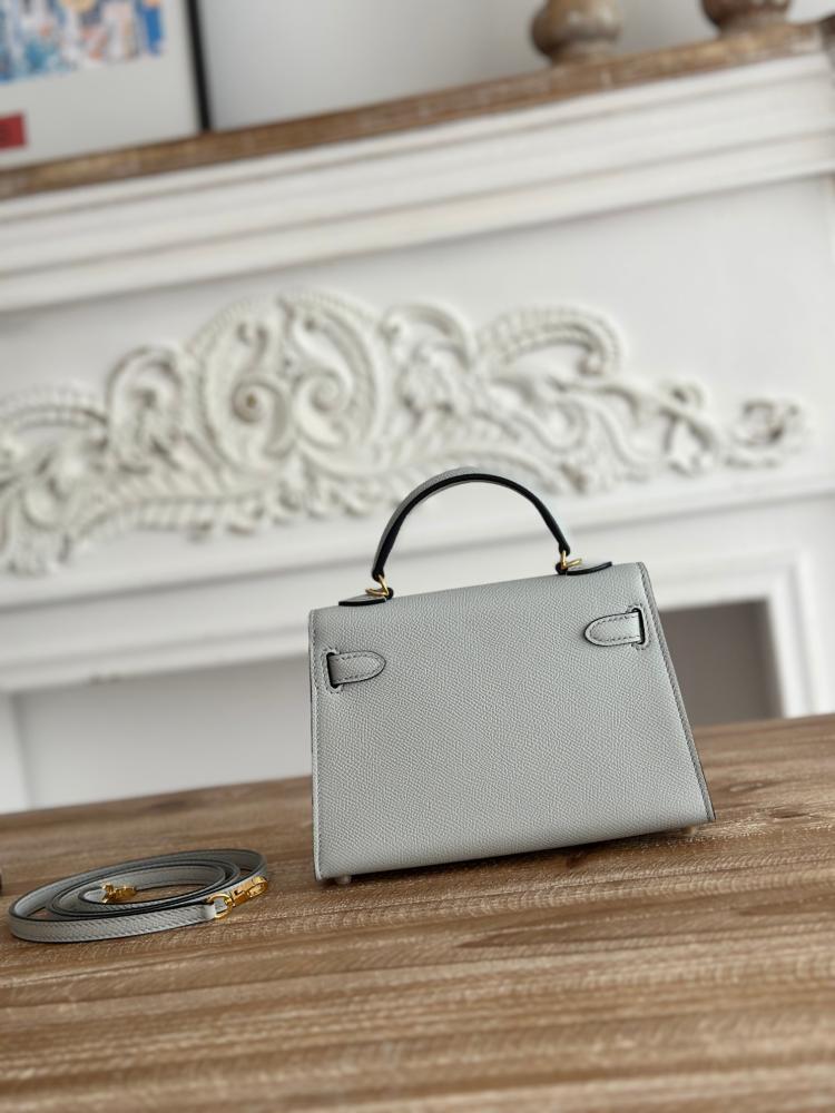 Hermes Mini Kelly II Bag 19cm - Light Grey / Gold Hardware